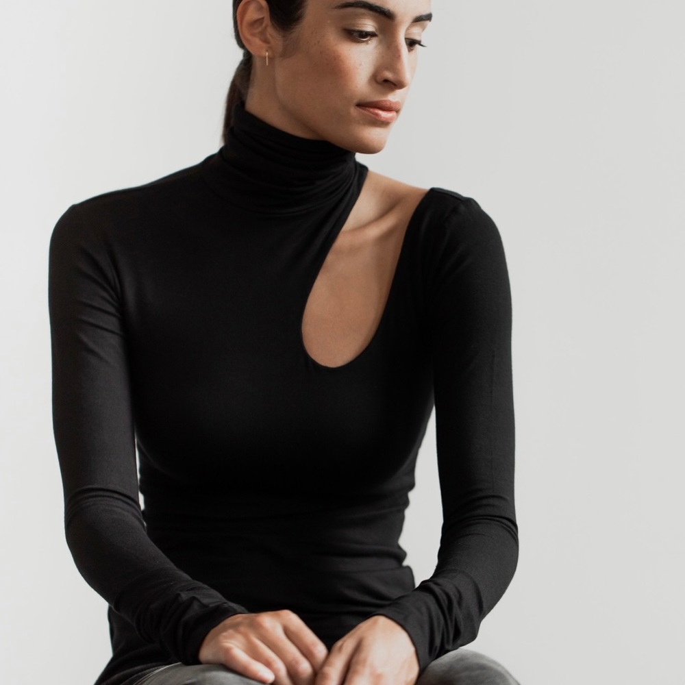 Marcella high neck asymmetrical blouse